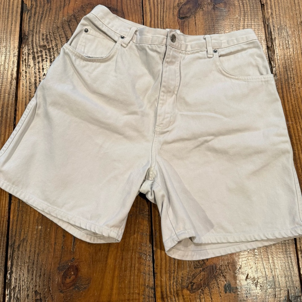 Honor Vintage High Rise Cream Denim Shorts Mom Jean Relaxed Size 14 90s Cotton